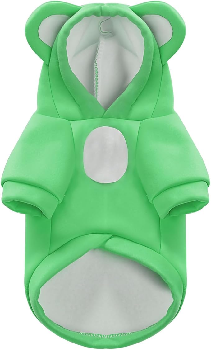 Small Dog Hoodie Soft Warm Fleece Fall Winter Dog Clothes Cute Puppy Sweaters Cat Coat Funny Blank Pullover Doggy Hooded Sweatshirts for Small Dogs Chihuahua Costumes Kitten Outfits(Green,XL)