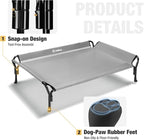 Veehoo Cooling Elevated Dog Bed, Raised Pet Cot with Guardrail & Slope Headrest, Durable Breathable Teslin Mesh, Non-Slip Feet, Washable Dog Couch Bed for Indoor & Outdoor, Medium 39.5" x 28", Gray