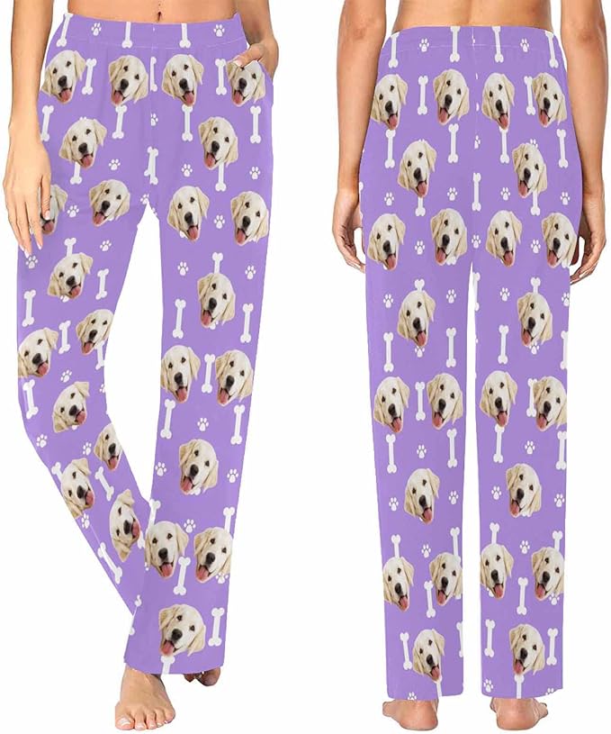 Custom Face Pajamas Pants Personalized Nightwear Bottoms for Women XS-XXL