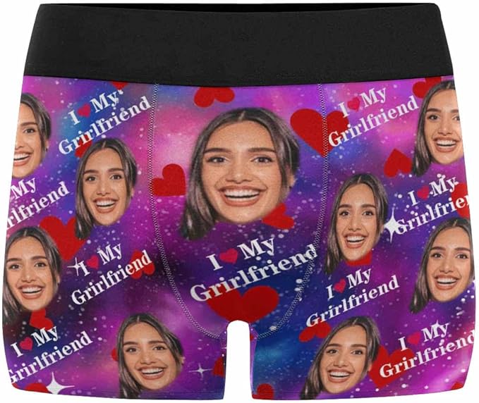 M YESCUSTOM Custom Faces Funny Short Briefs Gift for Husband Underwear