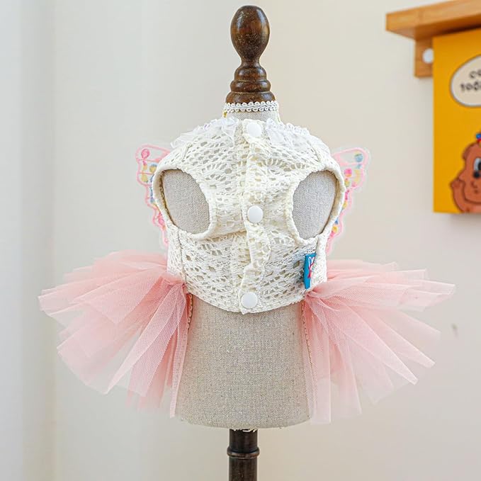 Fashion Sweet Puppy Dog Blingbling Princess Skirt Pet Dog Lace Cake Camisole Tutu Dress B-Pink XS