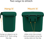 Small Hanging Wastebasket for Dog Poop in Green (Holds 7-14 Bags)