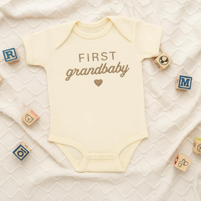 COUPLEHOODIES Personalized Baby Onesie Bodysuit – Custom Embroidery Gift for Pregnancy Reveal Baby Shower or First Grandchild