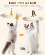 Pawaboo Feather Teaser Cat Toy, Interactive Feather Wand Cats Toy Flying Feathers Cat Catcher with Extra Long 34.5" Wand and Small Bell, Exerciser Playing Toys for Kitten or Cats, Yellow + Red Brown