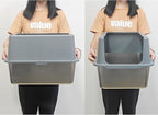 Litter Box with Lid, Stainless Steel Litter Box, 12" Metal Litter Pan High Sides, Small Litter Tray for Kittens, Cat Litter Tray Covered Grey, Easy Clean