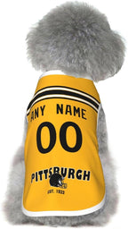 Pitsburgh Dog Clothes Jersey Pet Jersey Customized Any Name & Number S-5XL for Small Middle and Big Dogs