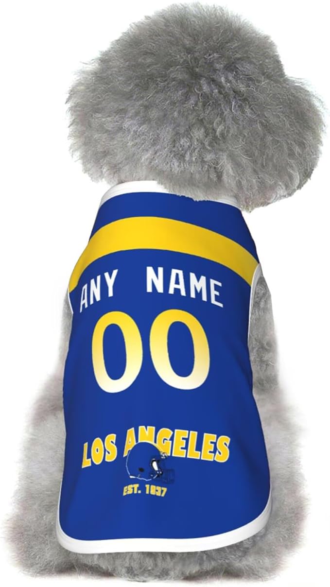 Los Angeles Dog Clothes Jersey Pet Jersey Customized Any Name & Number S-5XL for Small Middle and Big Dogs