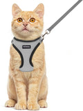 Rttochfy Cat Harness and Leash Set, Escape Proof Kitten Harness, Soft and Breathable Vest with Reflective Strip, Easy to Wear for Cats Walking and Traveling (BK Grey, L)