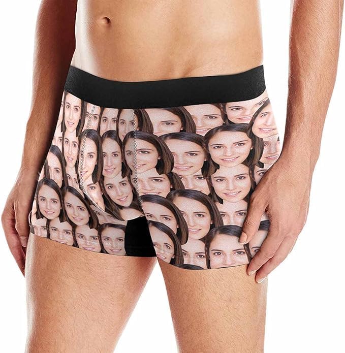 M YESCUSTOM Custom Faces Funny Short Briefs Gift for Husband Underwear