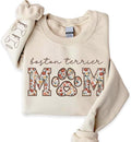 CHILLEVER Personalized Embroidered Dog Mom Sweatshirt, Dog Mama Crewneck, Gift for Mom, Pet Name On The Sleeve