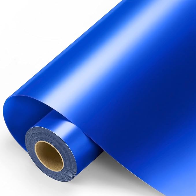 Blue Permanent Vinyl - Blue Adhesive Vinyl Roll for All Cutting Machine, Permanent Outdoor 12" x11FT for Decor Sticker, Car Decal, Scrapbooking, Signs, Glossy & Waterproof