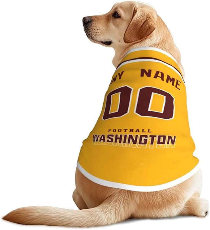 Wash1ngt0n Custom Pet Jersey Dog Clothes Jersey Various Sizes Customized Any Name & Number for Small & Middle and Big Dogs