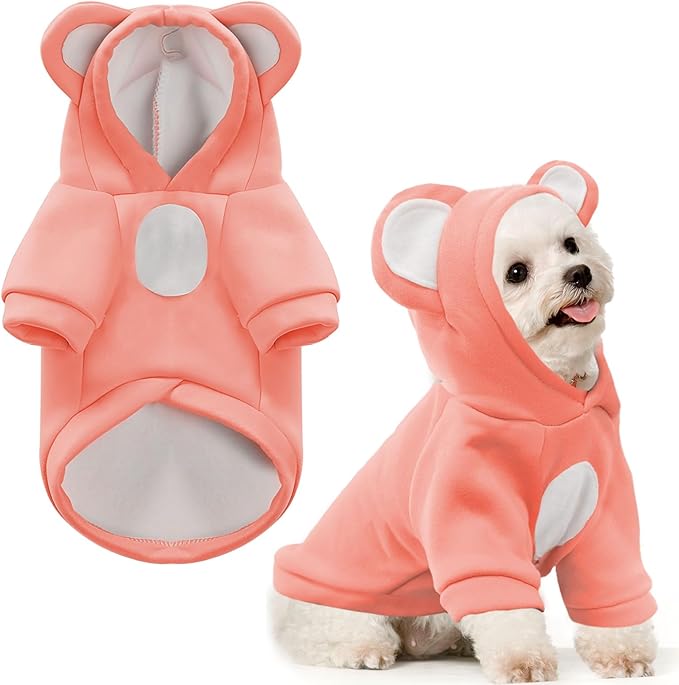 Small Dog Hoodie Soft Warm Fleece Fall Winter Dog Clothes Cute Puppy Sweaters Cat Coat Funny Blank Pullover Doggy Hooded Sweatshirts for Small Dogs Chihuahua Costumes Kitten Outfits(Pink,M)