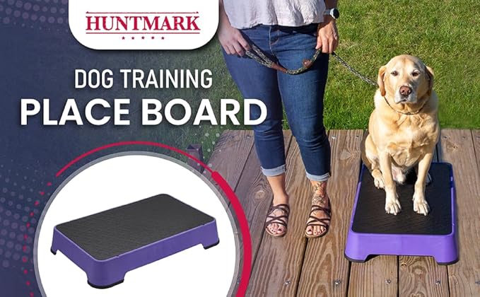 HUNTMARK Dog Training Place Board - Durable Hunting Dog Training Platform - Non-Skid Surface and Nonslip Feet - Stackable, Portable Agility Platform - Modern Puppy Trainer Equipment (Purple)