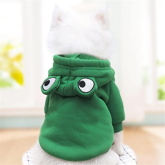 Warm Dog Winter Clothes Cute Fruit Dog Coat Hoodies Fleece Pet Dogs Costume Jacket for French Bulldog Chihuahua Ropa para Perro(Green,XS)