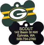GoTags Personalized Green Bay Packers Dog Tag, Brass Metal Bone Shape Pet ID Tag Engraved with Name and Custom Text, Every NFL Football Team Pet Apparel (Large)