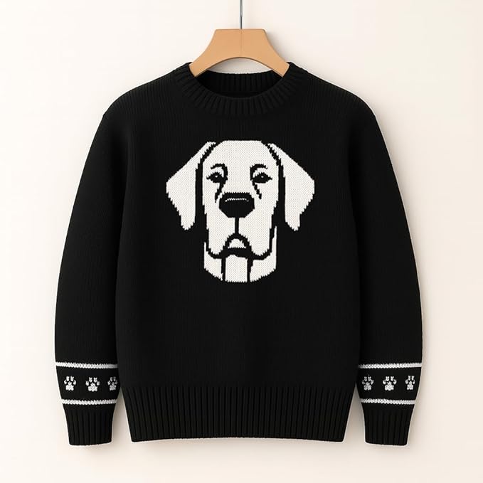 Custom Dog Knit Sweater for Women Personalized Pet Paw Print Pullover Dog Mom Gift Christmas for Pet Lovers