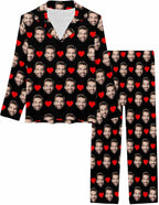 MyPupSocks Custom Face Pajamas for Women Set, Personalized Photo Long Sleepwear XS-XXL