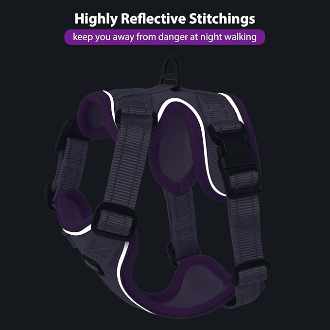 Rttochfy Cat Harness and Leash Set, Adjustable and Reflective Cat Vest, Escape Proof Kitten Harness, Easy to Put on with 3 Buckles for Cats Walking and Traveling (Purple, L)