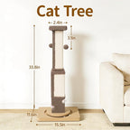 Tall Cat Scratching Post for Large Cats Kittens, 33" Indoor Sisal Vertical Pole Heavy Duty Square Structure with 4 Interactive Mouse Holes and Track Ball Base, Shields Furniture from Scratches
