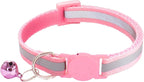 2 Pack Breakaway Cat Collars with Bells, Reflective Design and Claw Print Design, Safety Buckle, Adjustable 7.5-12.5 Inches for Kittens & Cats (Pink)