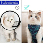 Cat Surgery Recovery Suit Cat Onesie for Cats After Surgery for Surgical Abdominal Wound Or Skin Diseases E-Collar Alternative Wear Neutering Bodysuit Wear (Dark-Blue-L)