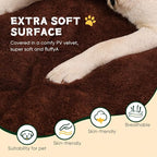 Dog Crate Pad 36 Inch, Washable Plush Crate Mat for Medium Dogs, Non Slip Kennel Pad for Metal Wire Crates, Cushioned Support for Indoor Use, Brown