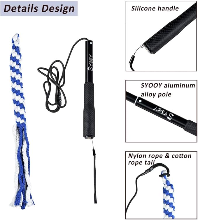 Flirt Pole for Dogs, Interactive Teaser Wand with 1 Fleece Rope Toy for Chase and Tug of War, Durable for Large & Medium Dogs, Outdoor Exercise & Training