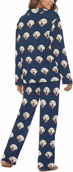 MyPupSocks Custom Face Pajamas for Women Set, Personalized Photo Long Sleepwear XS-XXL
