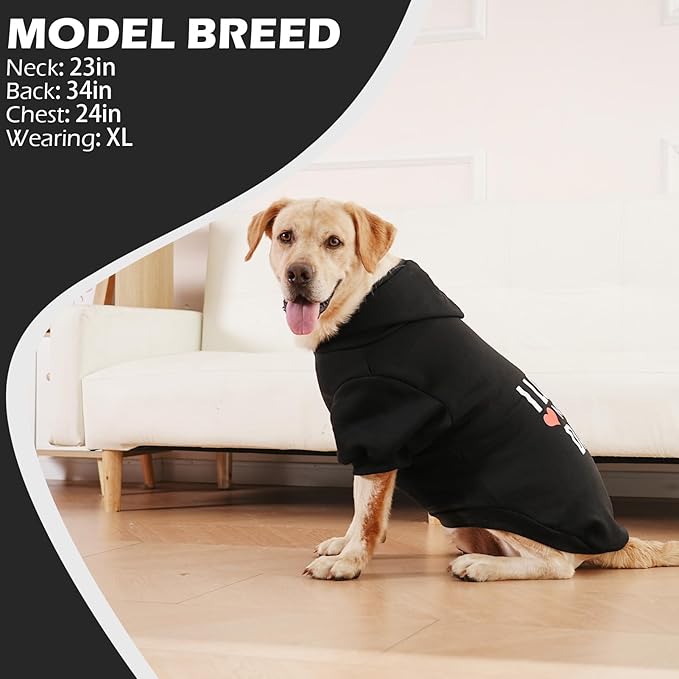 EXPAWLORER Dog Hoodie-Soft and Warm Dog Sweaters, Pet Clothes Autumn Winter Coat Sweatshirt with I Love My DAD Print for Puppy,Cat, Small Medium Large Dogs