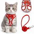 Cat Harness and Leash Escape Proof for Walking, Adjustable Soft Kitten Harness with Reflective Straps Step in Cat Vest Harness for Small Kitten and XS Dogs (Red, XS-Chest(10.2"-11.8"))