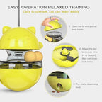 Cat Toy for Indoor Cats Wobble KittenTreat Dispensing Ball Food Dispenser Puzzle Slow Feeder Balls Kitty Stimulating Indoor Interactive Brain Game Toys Gift (Yellow)