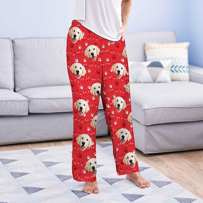 MyPupSocks Customized Face Pajamas Pants Sleep Bottoms for Men Women XS-2XL