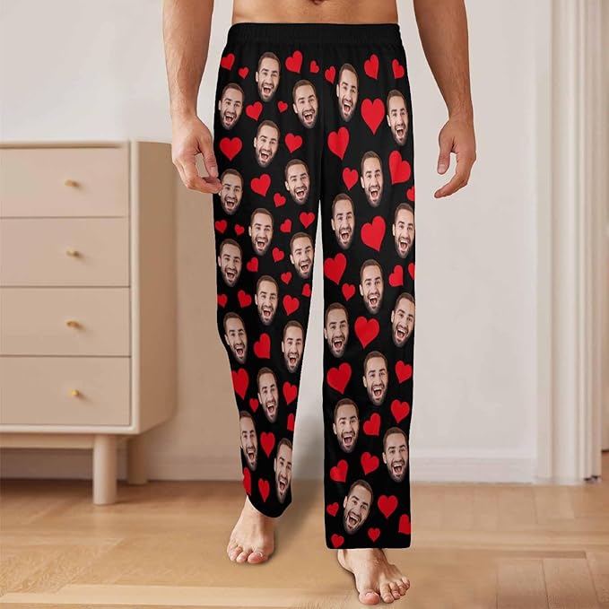 Personalized Face Pajama Pants for Men Women Custom Photo Printed Pajamas Bottoms Trousers Gift for Christmas Birthday