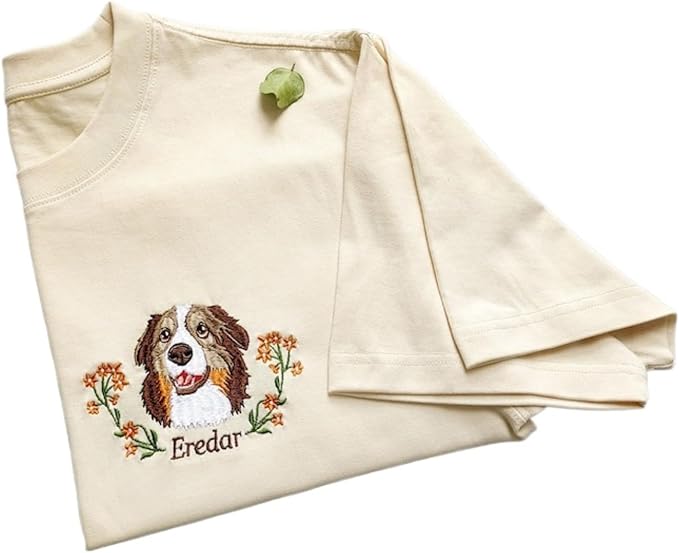 Custom Pet from Your Photo Embroidered Shirt,Personalized Dog Shirt,Custom Pet Portrait Gift,Embroidered Cat T Shirt,Custom Gifts,Personalized Shirts for Men Women Multi