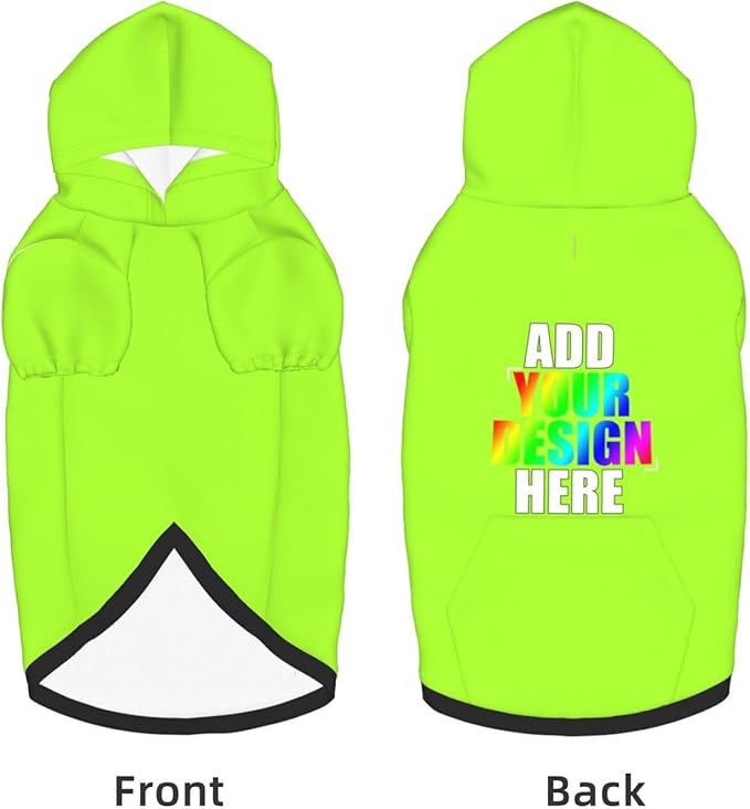 Personalized Pet Sweatshirt, Custom Dog Hooded with Pocket, Customize Hoodies for Dogs, Puppy, S, Green