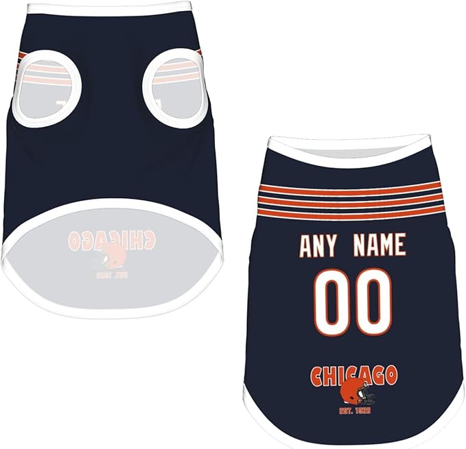 Chicago Dog Clothes Jersey Pet Jersey Customized Any Name & Number S-5XL for Small Middle and Big Dogs