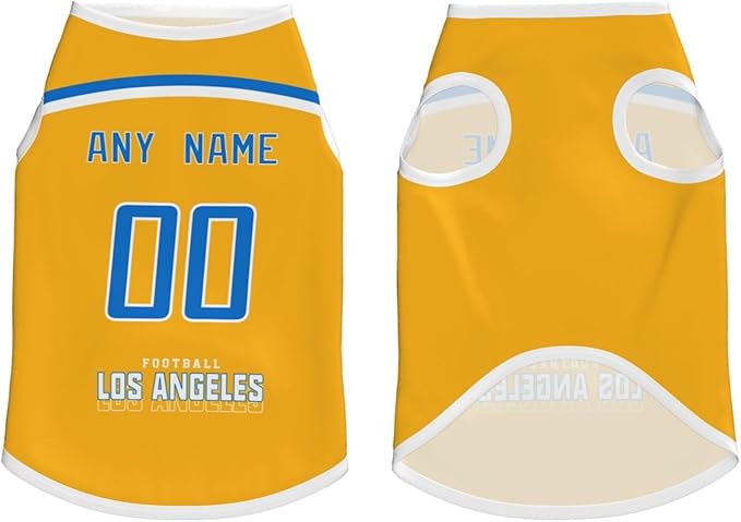 Los Angeles Custom Pet Jersey Dog Clothes Jersey Various Sizes Customized Any Name & Number for Small & Middle and Big Dogs