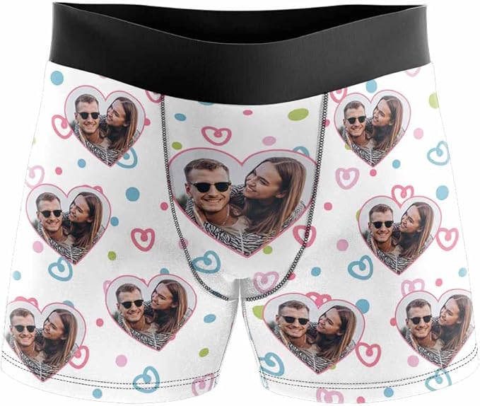 M YESCUSTOM Custom Faces Funny Short Briefs Gift for Husband Underwear