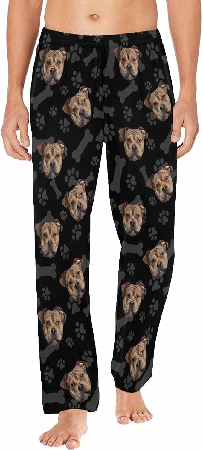 MyPupSocks Custom Pet Face Pajamas Pants Photo Pajama Bottoms for Men S-XXL
