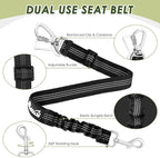 SlowTon Dog Seat Belt Harness for Car, Dog Car Harness Adjustable Mesh Breathable & Dog Seatbelt Safety Tether with Elastic Bungee for Small Medium Large Pets(Green, Double Clip, S)