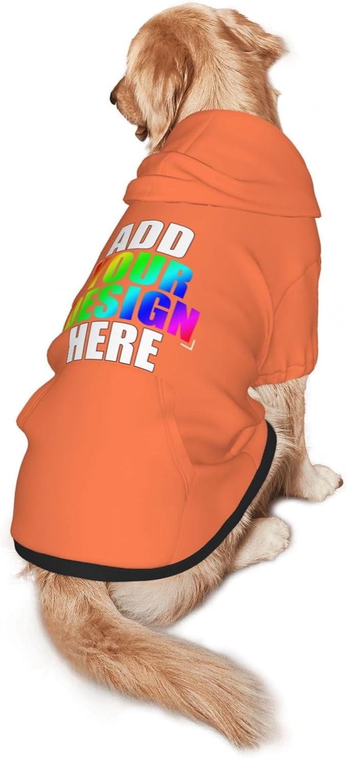 Personalized Dog Hoodie, Custom Dog Sweatshirt with Pocket, Customized Hoodie for Dogs, Puppy, Cat,XXL, Coral