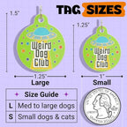 Bad Tags Personalized Dog and Cat ID Tags in 25+ Designs and 2 Sizes - 5 Lines of Custom Engraved Text - Funny Cute Personalized Pet Tags (Weird Dog Club, Small (1 inch))