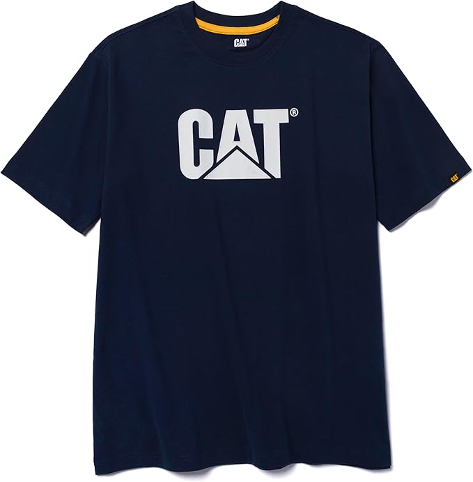 CAT Men's Trademark T-Shirts with Shape-Retention Rib Trim Spandex, Tagless Neck, and Cat Logo on Left Chest