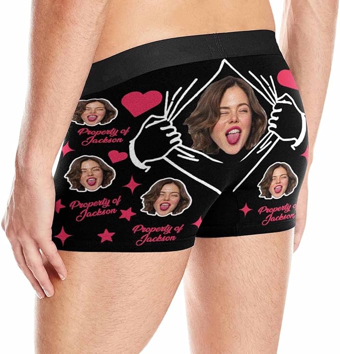 M YESCUSTOM Custom Faces Funny Short Briefs Gift for Husband Underwear