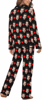MyPupSocks Custom Face Pajamas for Women Set, Personalized Photo Long Sleepwear XS-XXL