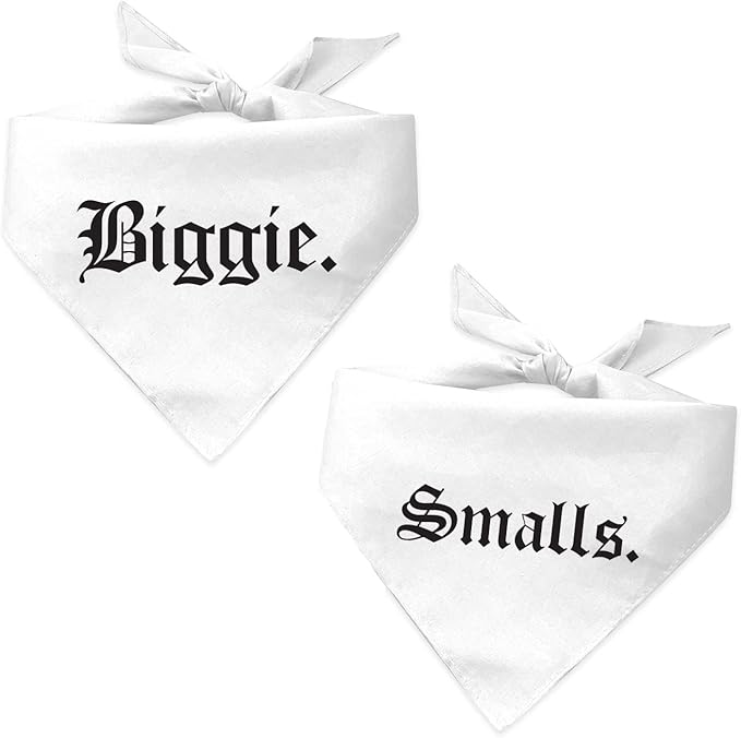 Biggie and Smalls Matching 90's Hip Hop Dog Bandana 2 Pack (White, OS 403/407) GB