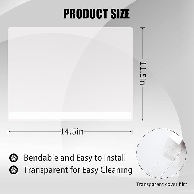 3PCS Cat Litter Box Pee Shields,Transparent Easy Clean Splash Guard for Open Top Litter Pan 14.5×11.5in- Litter Box Not Included (3, Clear)