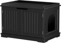 Zeny Cat Litter Box Enclosure, Wooden Cabinet with Divider, Modern Storage Bench, Fit Most Litter Box (Black)