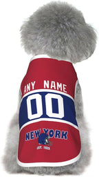 New York Dog Clothes Jersey Pet Jersey Customized Any Name & Number S-5XL for Small Middle and Big Dogs